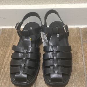 Steve Madden Black Woven Sandals